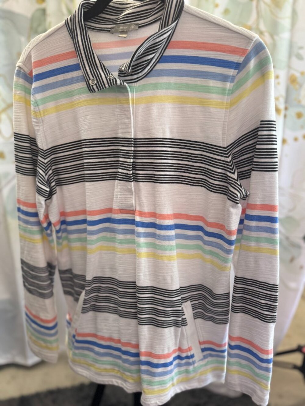 T by Talbots SPF 50 Rainbow Stripe Lightweight Pullover Medium